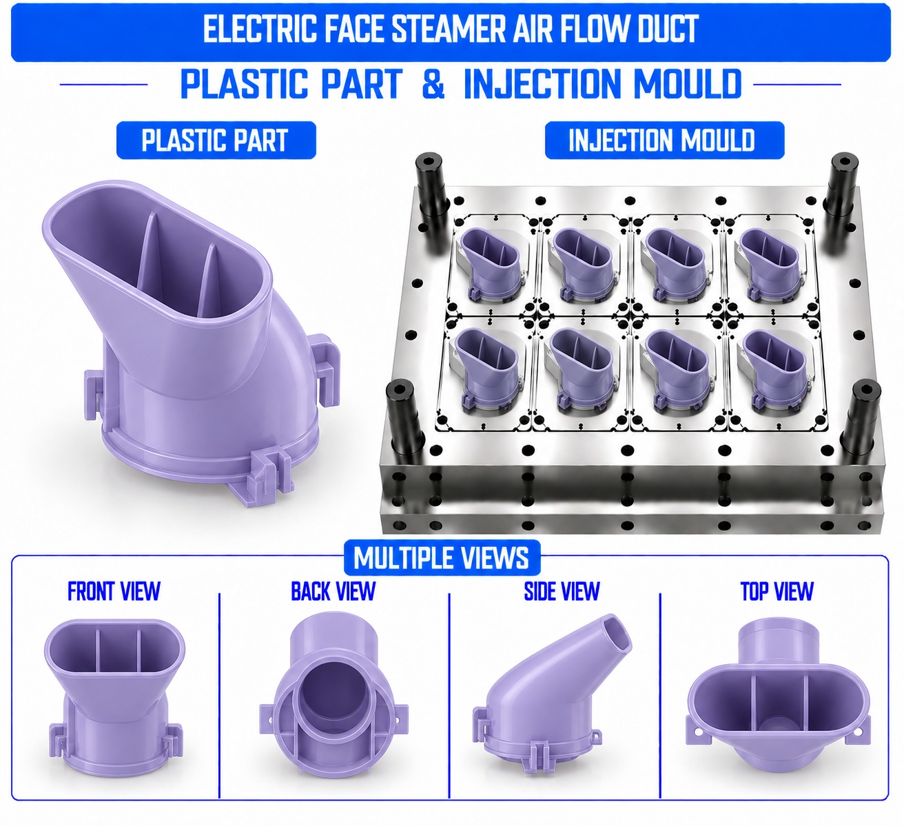 Electric Face Steamer Plastic Air Flow Duct Mould and Moulding Service